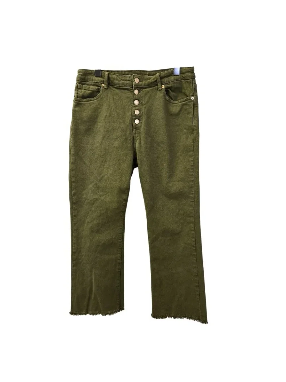 Michael Kors Selma Cropped Flare High Rise Raw Hem Jeans Size 12